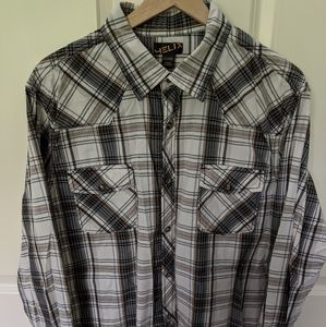 👣Helix Beige and Black Plaid Western Shirt